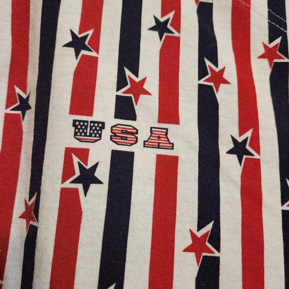 Vtg Large Green Field Stars & Stripes Patriotic USA Short Sleeve Button Down Top - Picture 6 of 8